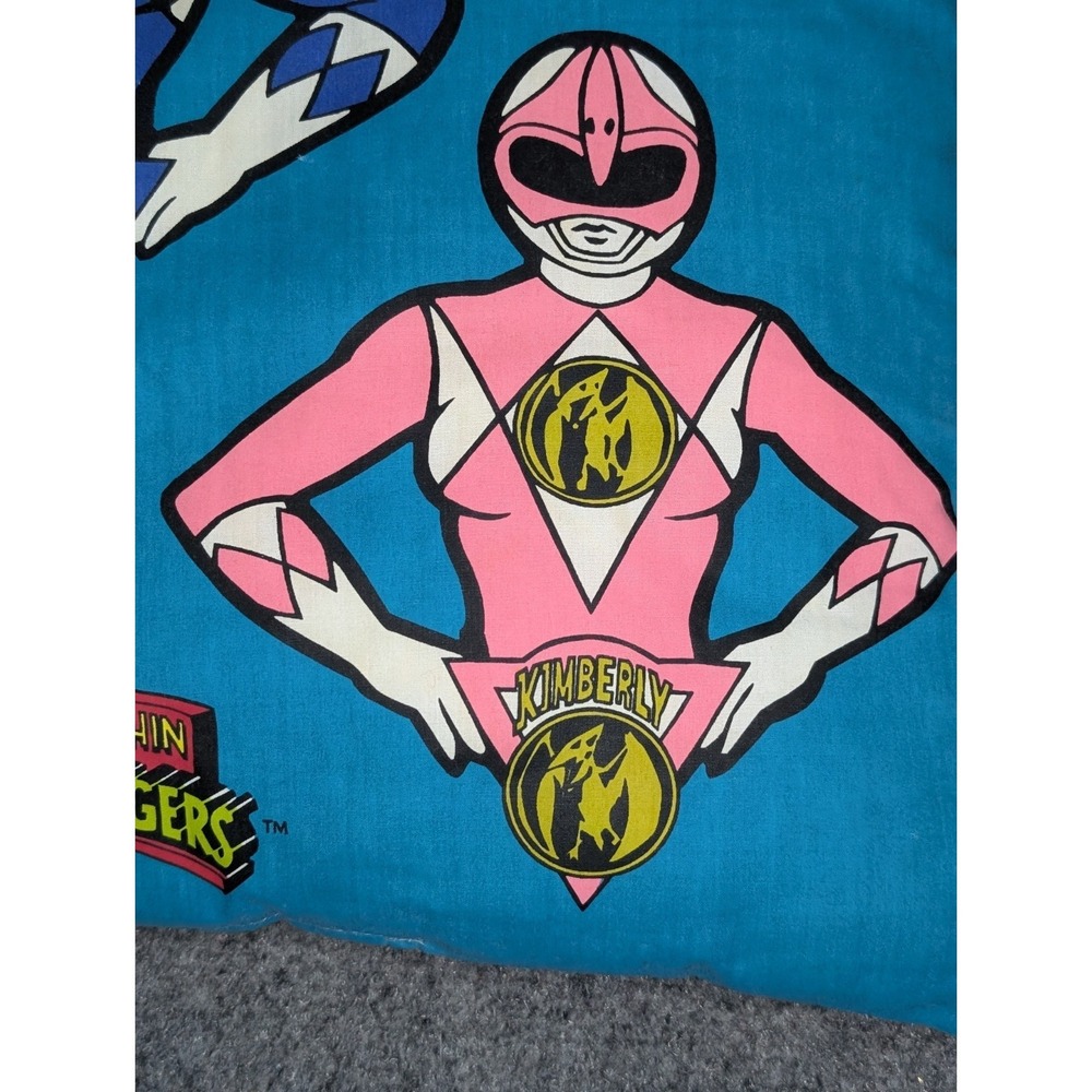 Vintage 1993 Mighty Morphin Power Rangers 18" Throw Pillow Double Sided Zach - Picture 3 of 15